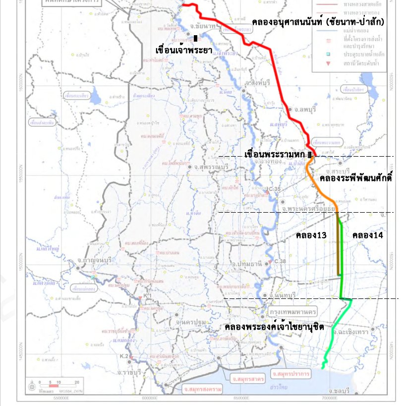 คลองระบายน้ำฝั่งตะวันออก ตามแผนของกรมชลประทาน