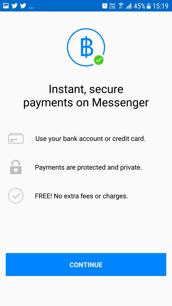 Facebook Payment Registration for Customer