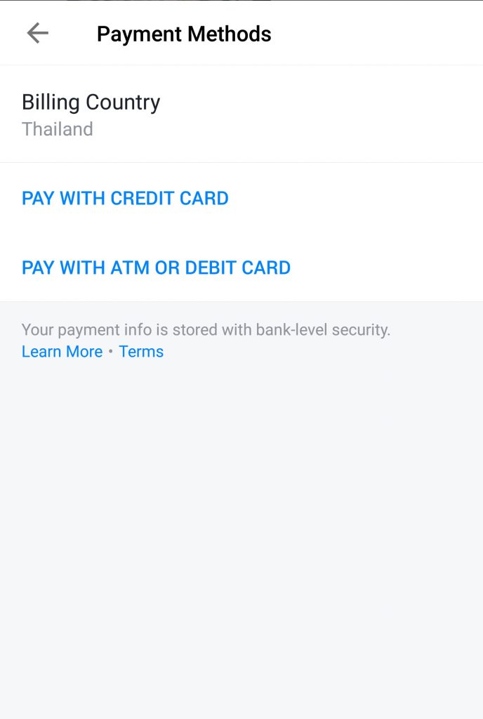 Facebook Payment: Adding Payment Method