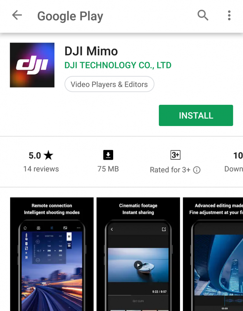 แอพ DJI Mimo ใน Google Play